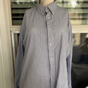 Izod Men's Light Blue Checkered Button Down Shirt with Pocket size 16-16.5 neck